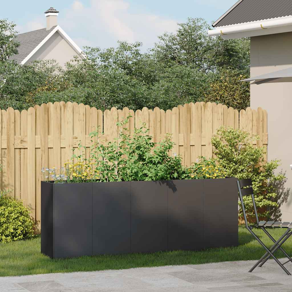 Hochbeet Pflanzkübel Anthrazit 200x40x80 cm Kaltgewalzter Stahl Gartenbeet