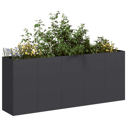 Raised garden bed planter, anthracite, 200x40x80 cm, cold-rolled steel.