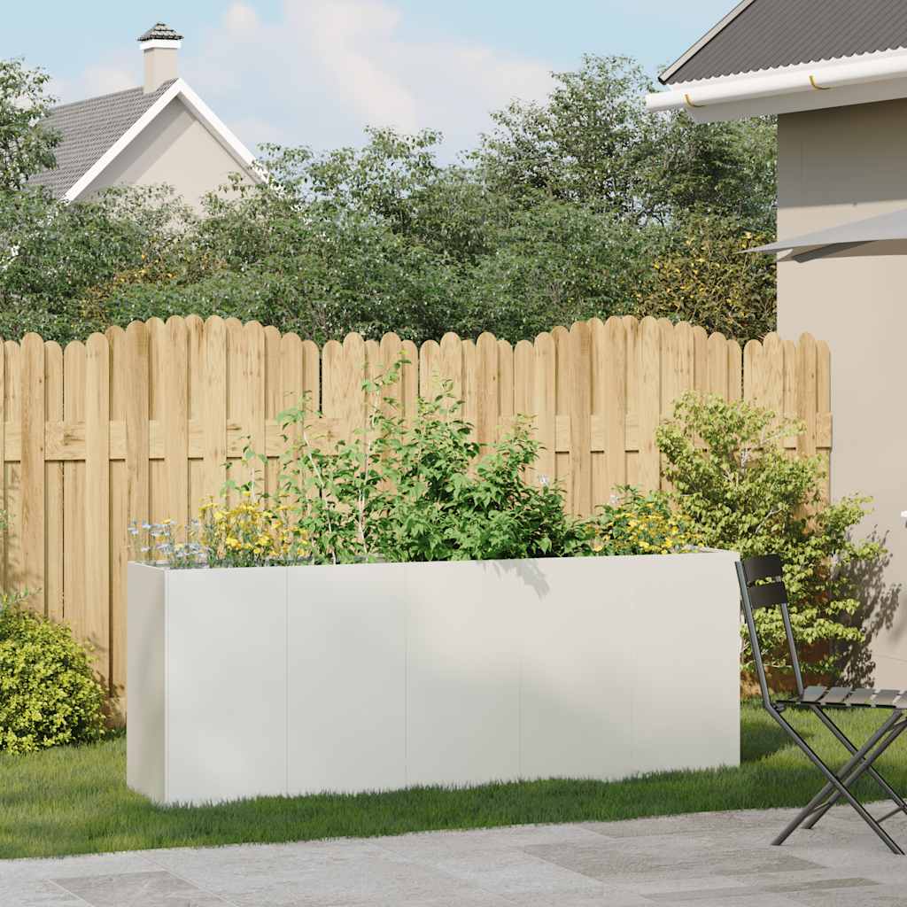 Hochbeet Pflanzkübel Weiß 200x40x80 cm Kaltgewalzter Stahl Gartenbeet