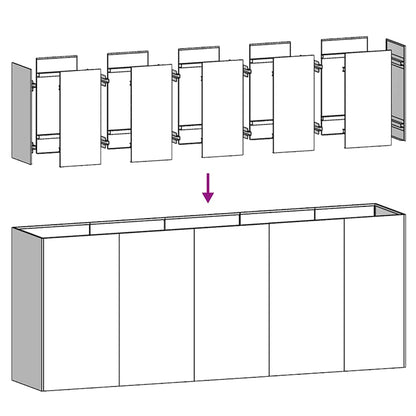 Raised garden bed planter, white, 200x40x80 cm, cold-rolled steel.