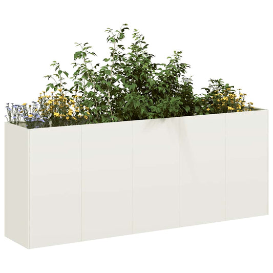 Hochbeet Pflanzkübel Weiß 200x40x80 cm Kaltgewalzter Stahl Gartenbeet