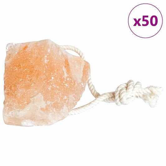 Salzlecksteine 50 pcs Rosa Steinsalz mit Kordel Mineralleckstein ca. 120 Gr je Stein