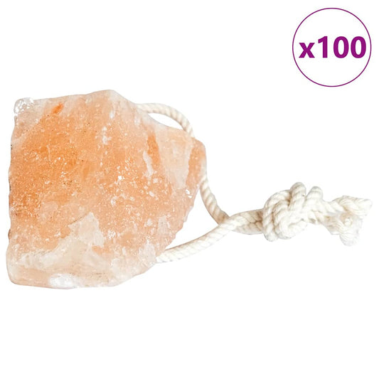 Salzlecksteine 100 pcs Rosa Steinsalz mit Kordel Mineralleckstein ca. 112 Gr je Stein