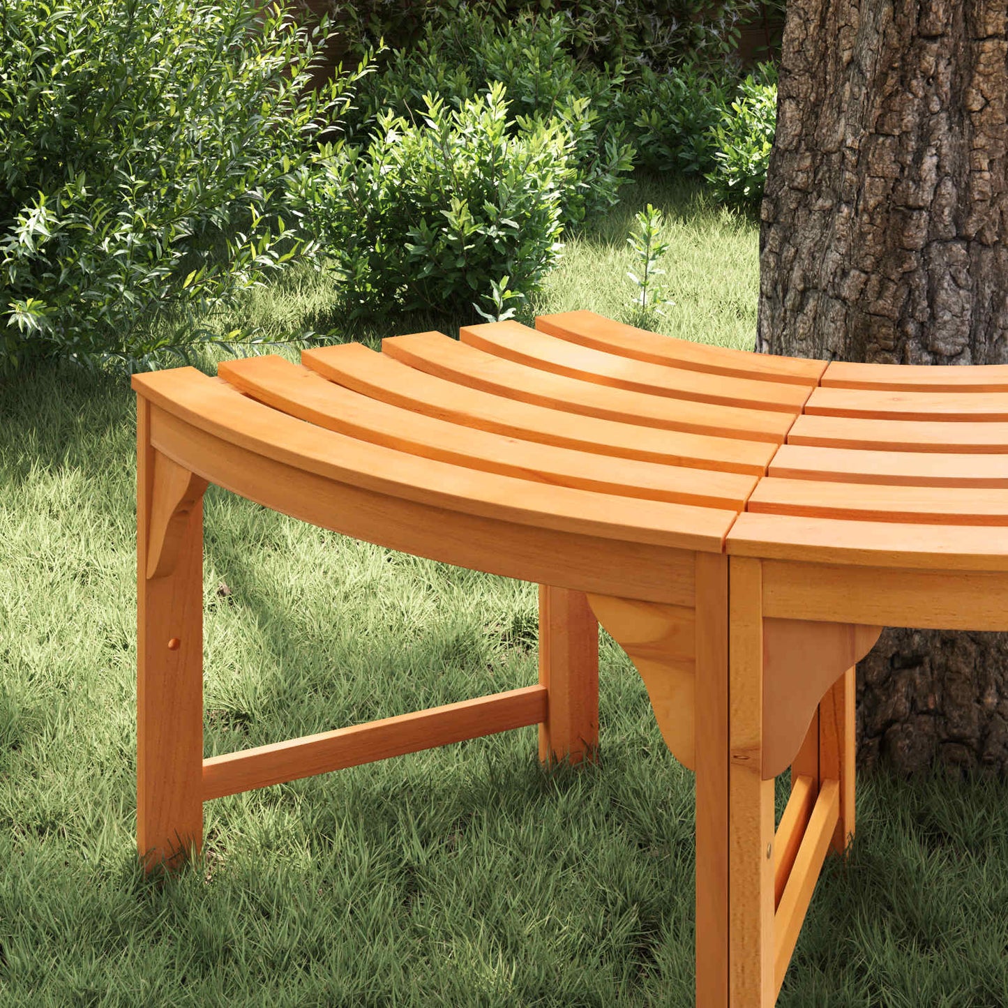 Halbrunde Baumbank Natur 160 x 80 x 45cm Massives Eukalyptus Holz