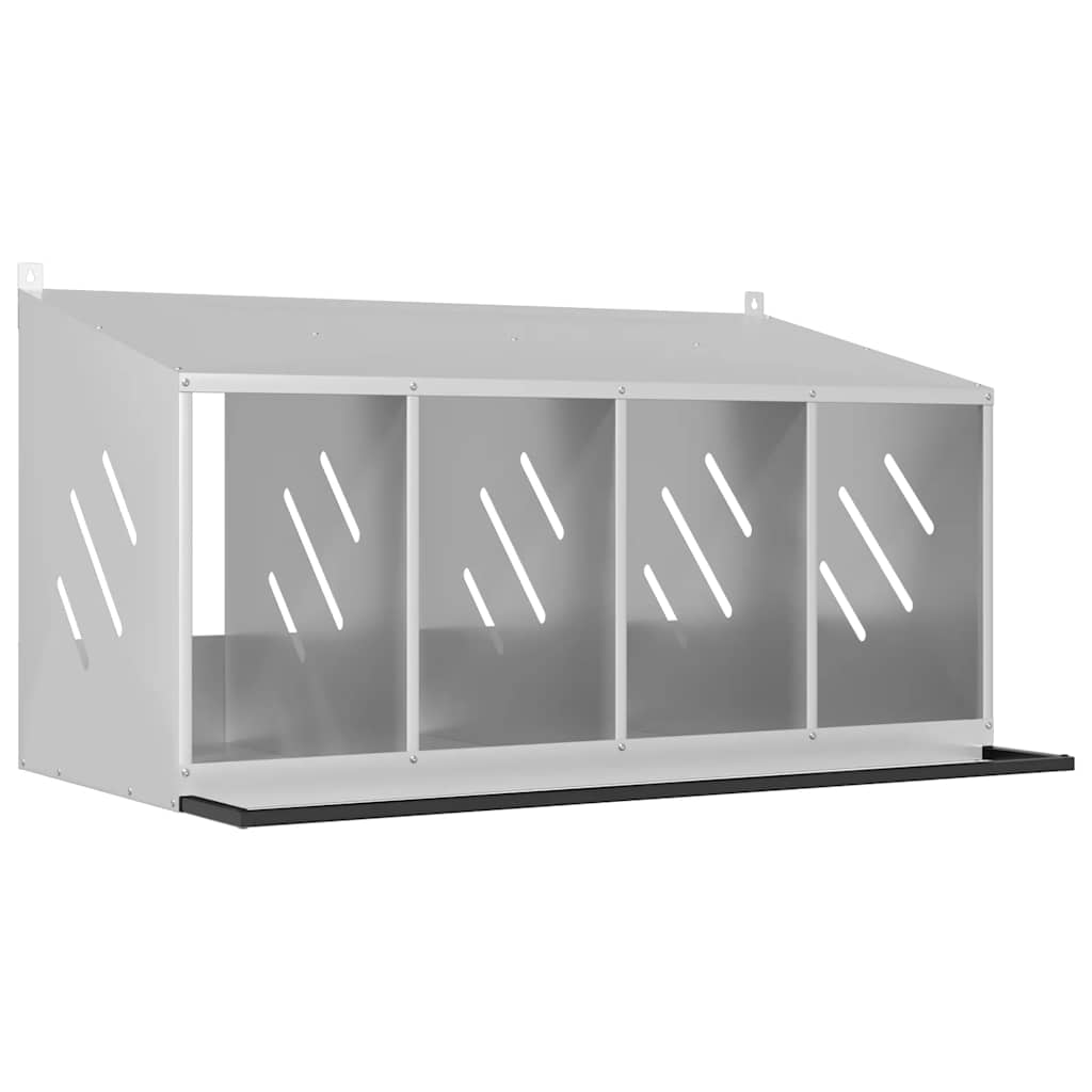 Legenest Hühner-Nistkasten 4 Fächer Kaltgewalztes Metall Verzinkt Abrollnest Silber