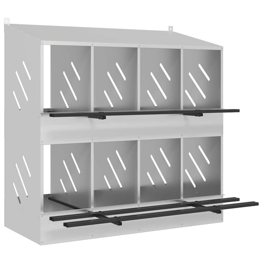 Legenest Hühner-Nistkasten 8 Fächer Kaltgewalztes Metall Verzinkt Abrollnest Silber