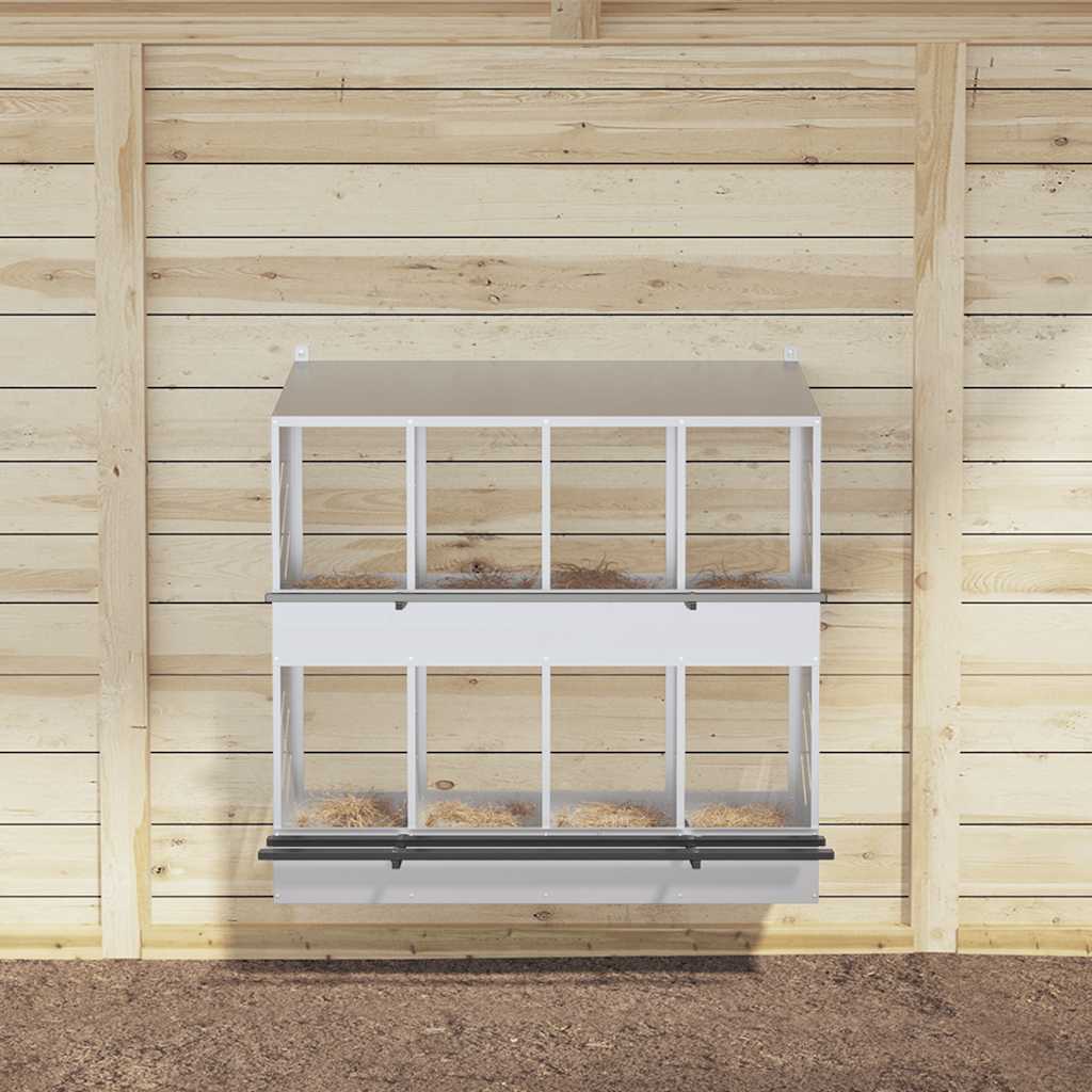 Legenest Hühner-Nistkasten 8 Fächer Kaltgewalztes Metall Verzinkt Abrollnest Silber