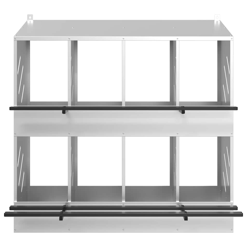 Legenest Hühner-Nistkasten 8 Fächer Kaltgewalztes Metall Verzinkt Abrollnest Silber