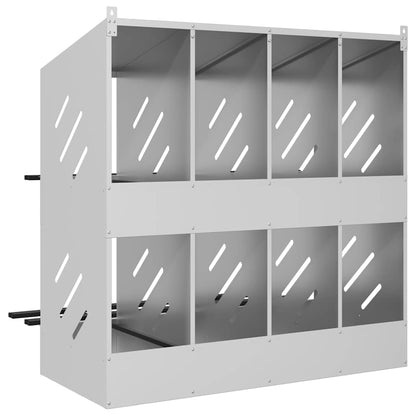 Legenest Hühner-Nistkasten 8 Fächer Kaltgewalztes Metall Verzinkt Abrollnest Silber