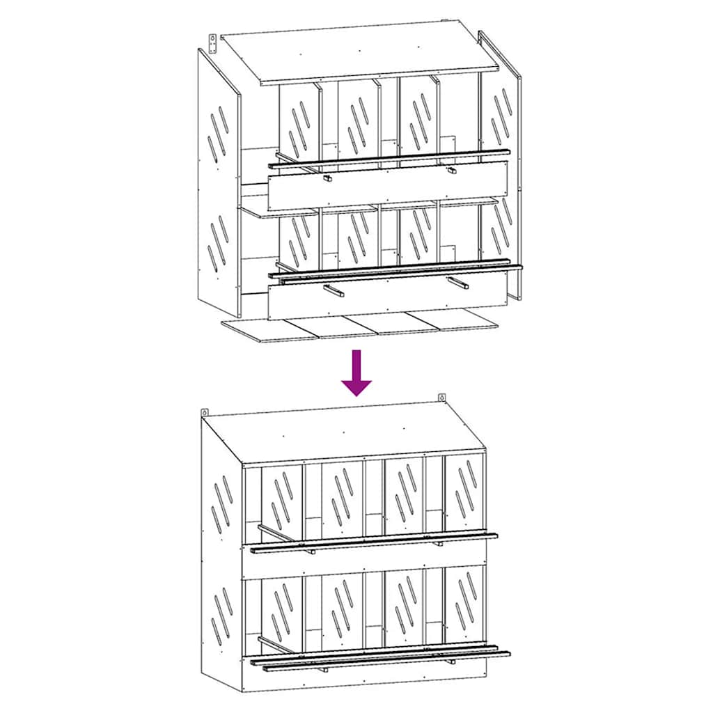 Laying nest chicken nesting box 8 compartments Cold-rolled metal Galvanized Roll-off nest Silver