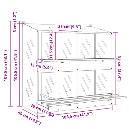 Legenest Hühner-Nistkasten 8 Fächer Kaltgewalztes Metall Verzinkt Abrollnest Silber