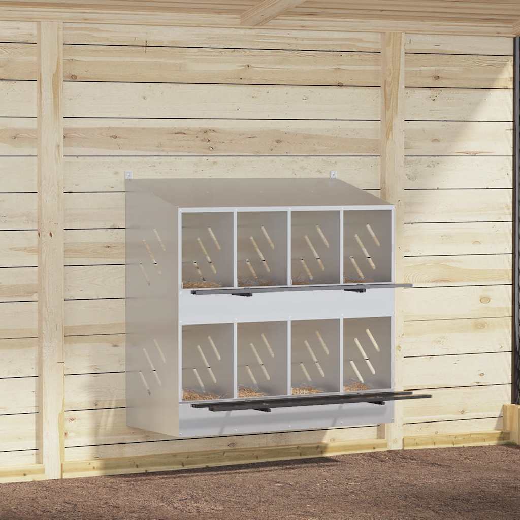 Legenest Hühner-Nistkasten 8 Fächer Kaltgewalztes Metall Verzinkt Abrollnest Silber