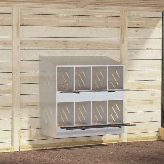 Legenest Hühner-Nistkasten 8 Fächer Kaltgewalztes Metall Verzinkt Abrollnest Silber