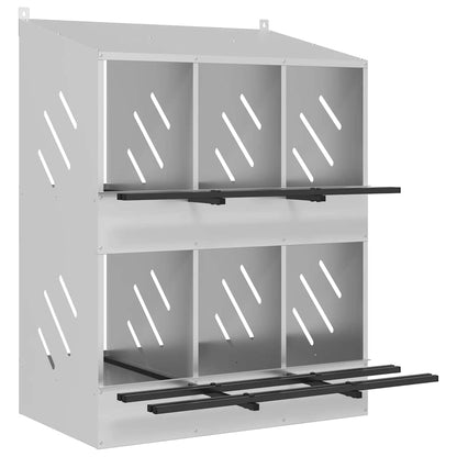 Laying nest chicken nesting box 6 compartments Cold-rolled metal Galvanized Roll-off nest Silver
