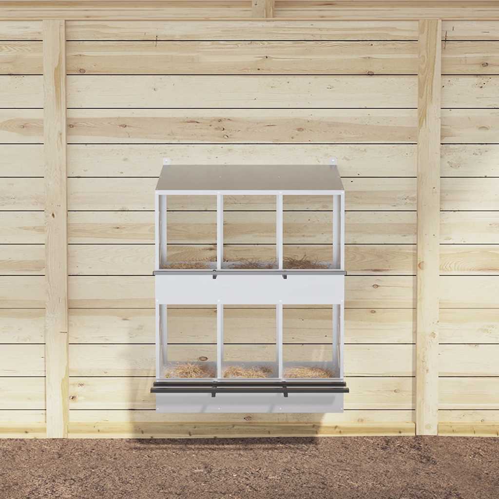 Legenest Hühner-Nistkasten 6 Fächer Kaltgewalztes Metall Verzinkt Abrollnest Silber