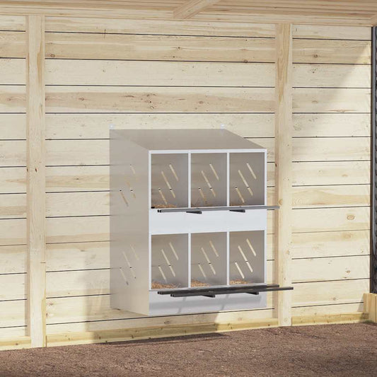 Legenest Hühner-Nistkasten 6 Fächer Kaltgewalztes Metall Verzinkt Abrollnest Silber