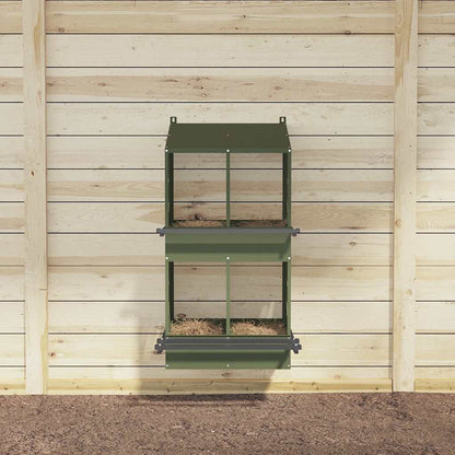 vidaXL Chicken Nesting Box with 4 Compartments, Olive Green, Metal