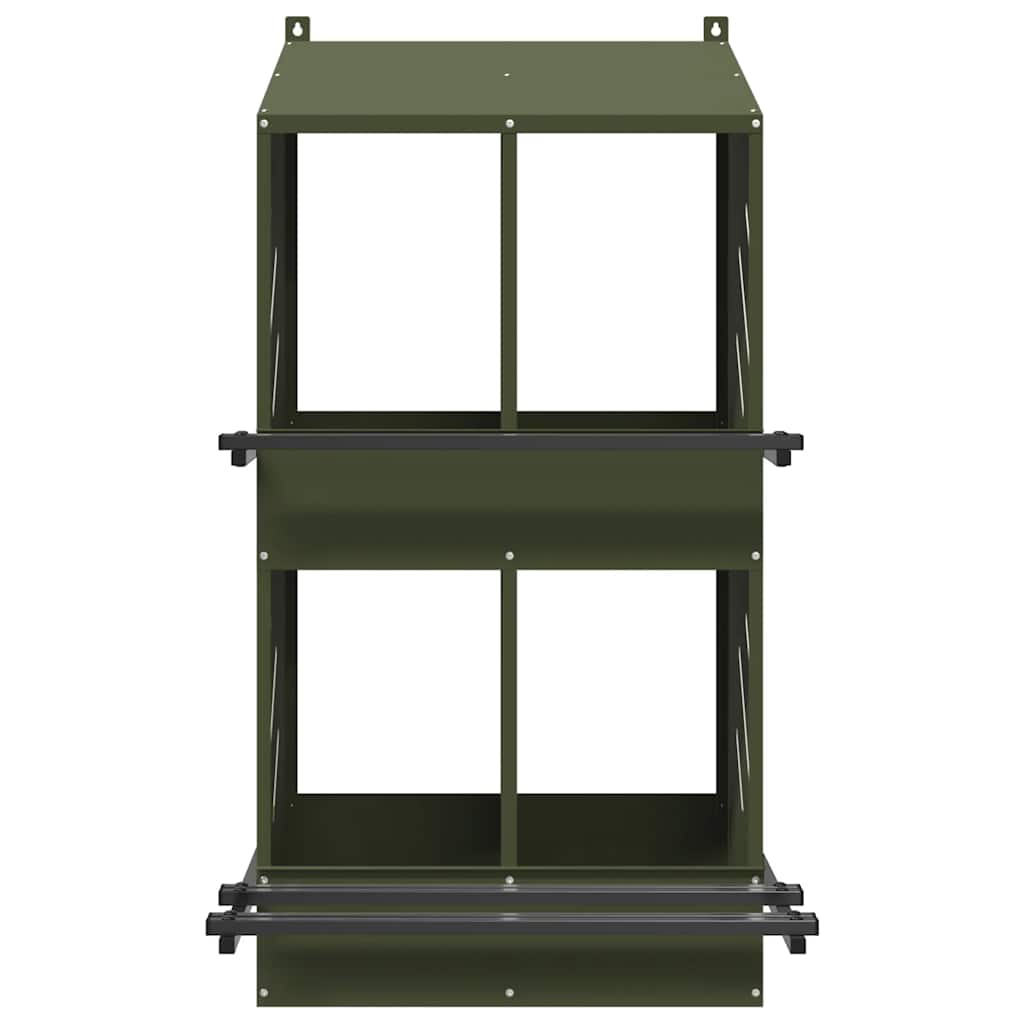 vidaXL Chicken Nesting Box with 4 Compartments, Olive Green, Metal