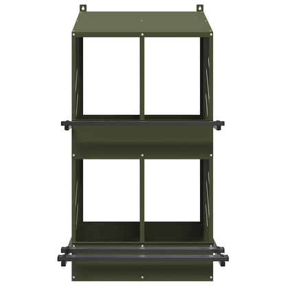 vidaXL Chicken Nesting Box with 4 Compartments, Olive Green, Metal