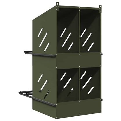 vidaXL Chicken Nesting Box with 4 Compartments, Olive Green, Metal
