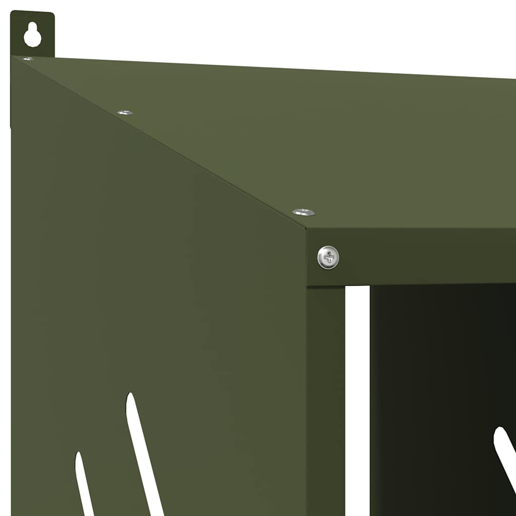 vidaXL Chicken Nesting Box with 4 Compartments, Olive Green, Metal