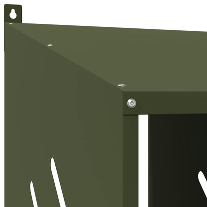 vidaXL Chicken Nesting Box with 4 Compartments, Olive Green, Metal