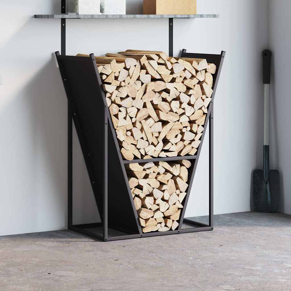Brennholzregal Schwarz 69,5x35x81 cm Kaltgewalzter Stahl Feuerholzständer