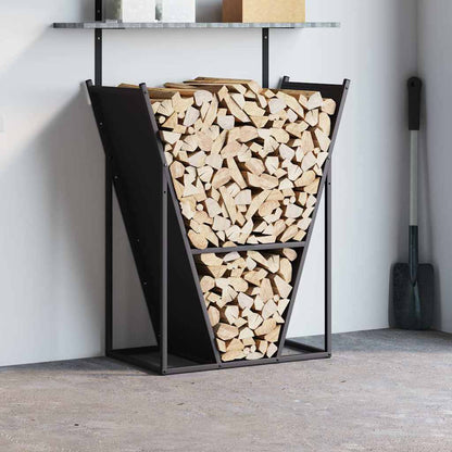 Firewood rack, black, 69.5x35x81 cm, cold-rolled steel, firewood stand