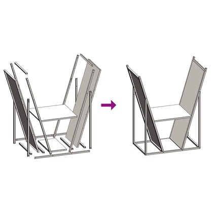 Firewood rack, black, 69.5x35x81 cm, cold-rolled steel, firewood stand