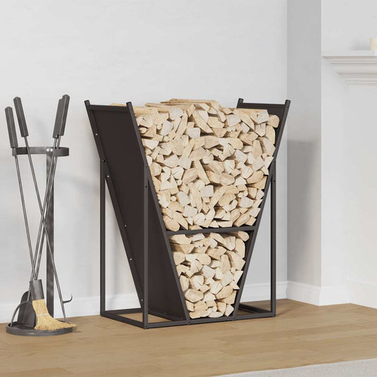 Brennholzregal Schwarz 69,5x35x81 cm Kaltgewalzter Stahl Feuerholzständer