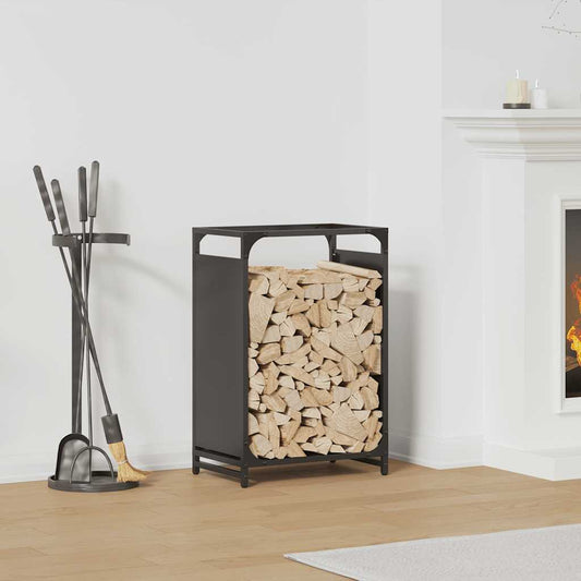 Brennholzregal Schwarz 44x28x65 cm Kaltgewalzter Stahl Feuerholzständer