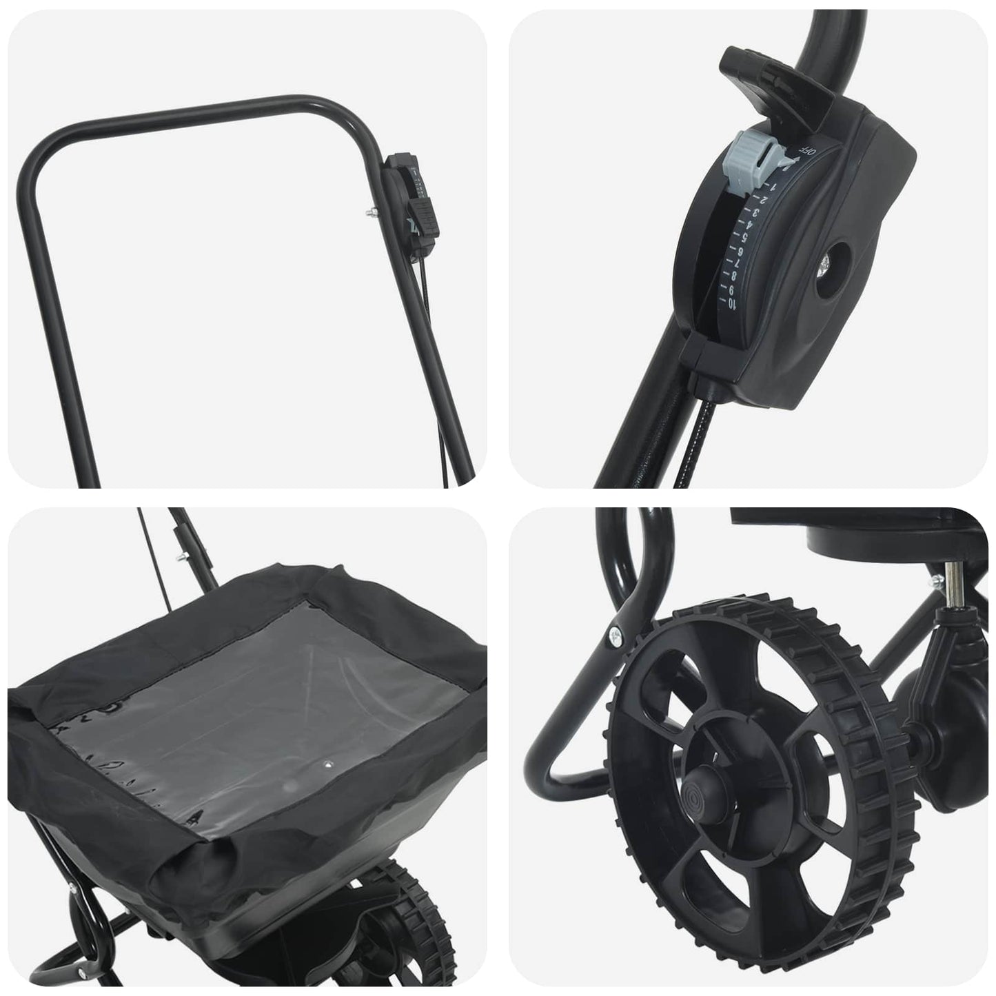 Handstreuwagen Streuer Schwarz 80 x 46 x 75 cm Düngewagen Salzsteuer