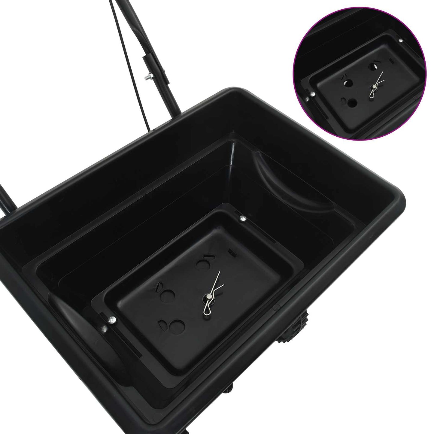 Handstreuwagen Streuer Schwarz 80 x 46 x 75 cm Düngewagen Salzsteuer