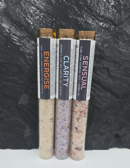 Bath Salt Gift Set, 7 decorative bottles, 7 Days of Selfcare, 40g bath additive