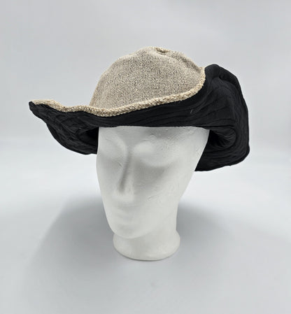 Boho-Festivalhut aus Hanf und Baumwolle geflickt Hellbraun Natur Nepal Unisex