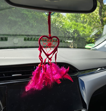 Dreamcatcher Bali 20x7x0.5 cm Dreamcatcher Heart red white black Rearview Mirror Pendant