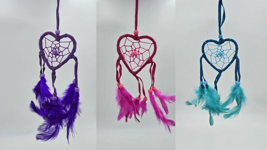 Traumfänger Bali 20x7x0,5cm Dreamcatcher lila türkis pink Rückspiegelanhänger