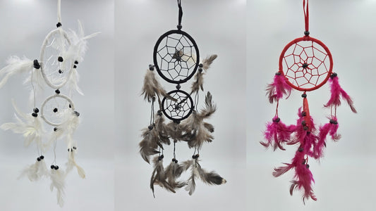 Traumfänger Bali 35x11x1cm Dreamcatcher rund rot weiß schwarz mittel