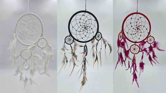 Traumfänger Bali 50x17x0,5cm Dreamcatcher rot weiß schwarz rund groß