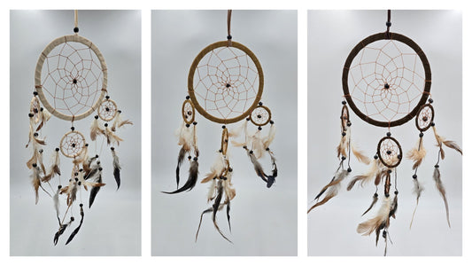 Traumfänger Bali 50x17x0,5cm Dreamcatcher dunkelbraun braun beige rund groß
