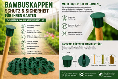 24 x Schutzkappen für Bambusstäbe – Endkappen für Pflanzenstützen und Rankhilfen