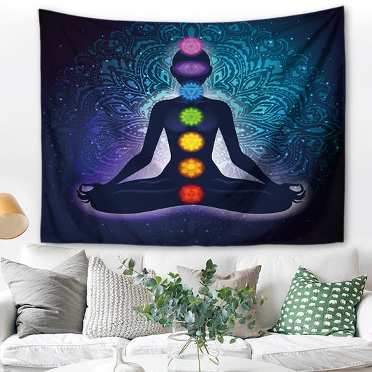 Wandbehang Chakra 200 x 150 cm Zen Meditation Polyester Wandtuch Wandteppich Tapisserie 