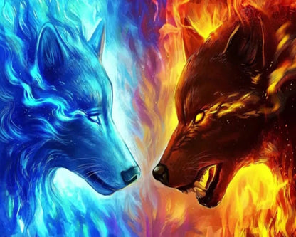 DIY Diamond Painting 5D Diamond Painting Wolf Flames 30x40 cm Painting Wall Decoration Painting Leisure Fun Adults Teenagers