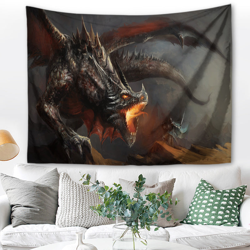 Wandbehang Drache 200 x 150 cm Dragon  Polyester Wandtuch Wandteppich Tapisserie 