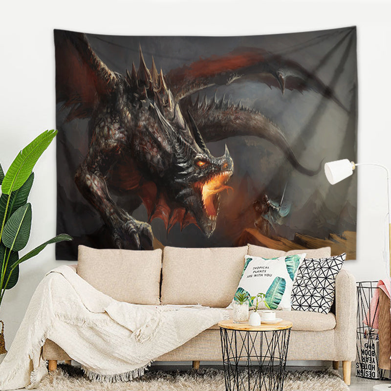 Wandbehang Drache 200 x 150 cm Dragon  Polyester Wandtuch Wandteppich Tapisserie 