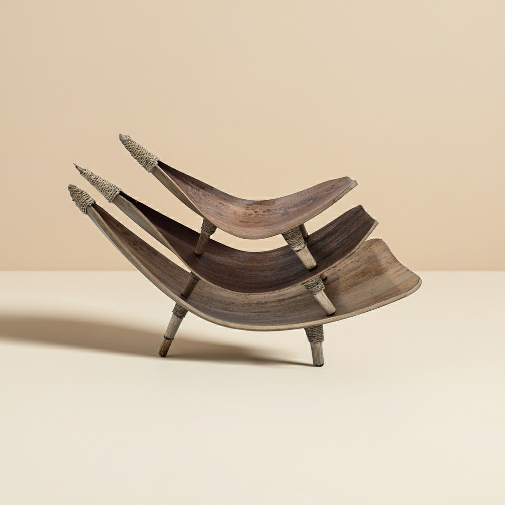 Kokosnussblatt-Obstschale 3er Set - Natur braun Deko-Schale Wohndeko