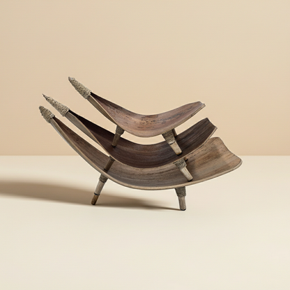 Coconut Leaf Fruit Bowl Set of 3 - Natural Brown Decorative Bowl Home Decor