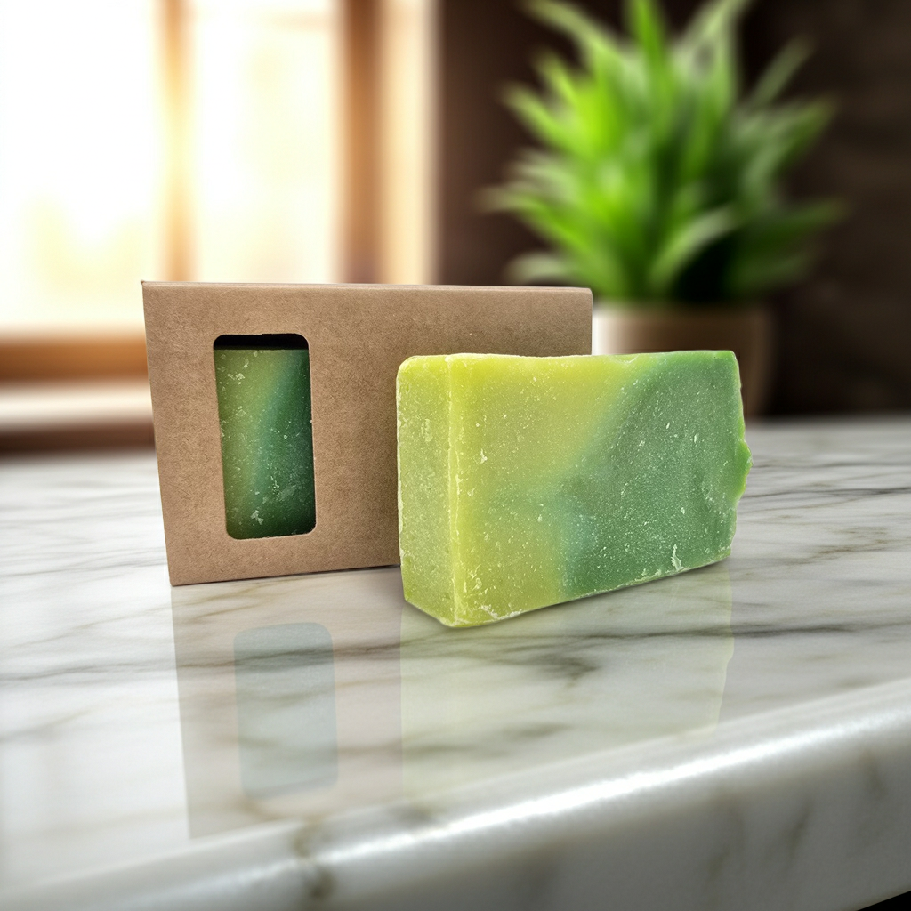 Aloe-Vera Olivenölseife 100 Gramm Stück Grün 9x5x2,5 cm Feste Handseife