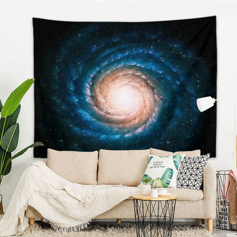 Wandbehang UV Galaxy 200x150 cm Spiralgalaxie UV Fluoreszenz Wandtuch Wandteppich Tapisserie 