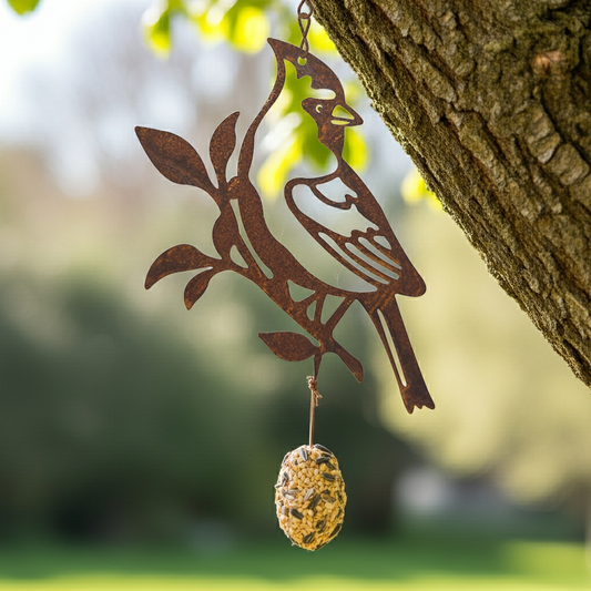 Vogeldeko Metall Rost zum Hängen – Edelrost Gartendeko Vogel 18x15cm mit Haken